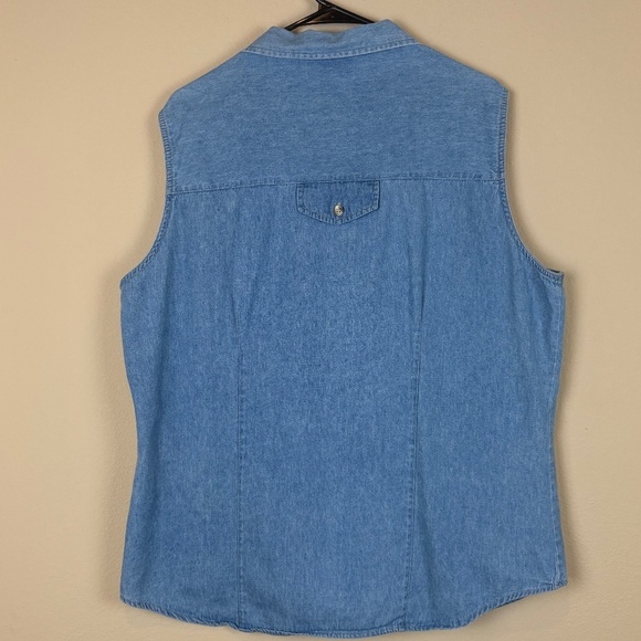 Carolina Blues Vintage Light Blue 100% Cotton Denim Full Button Up Vest; Size 20 - Picture 6 of 12